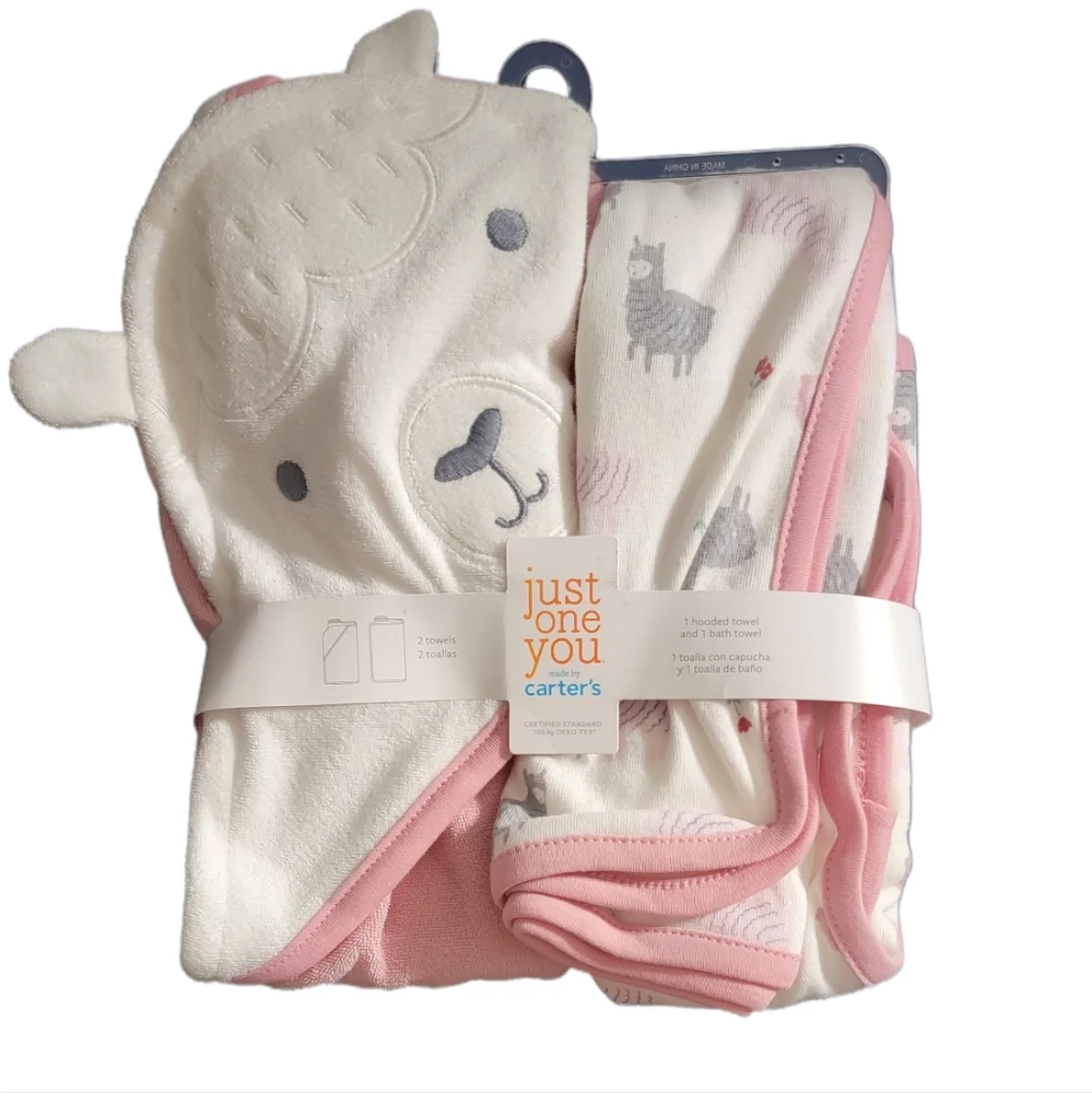 Carter's Baby Girls Llama Hooded Bath Towel